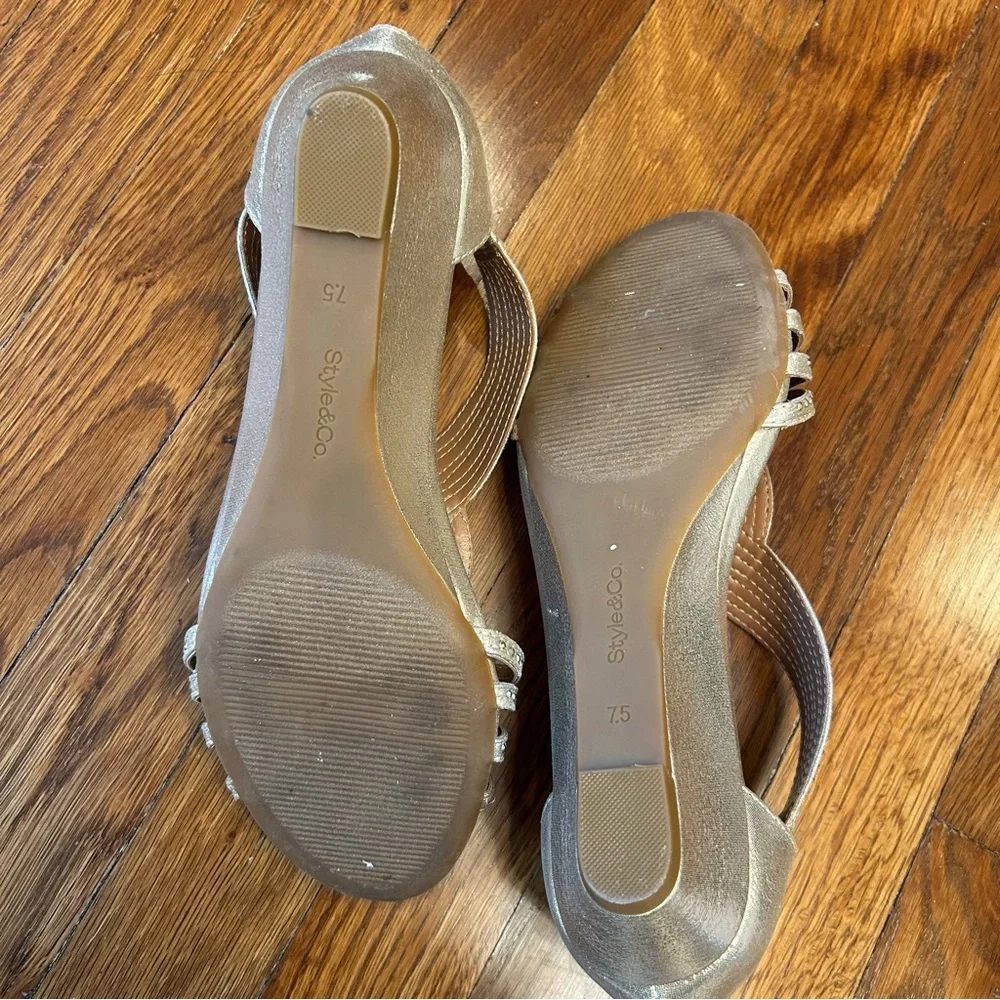 Style & Co Gold Rhinestone Dress Sandals Womens 7.5 Wedding Evening Prom Heels - Picture 5 of 5